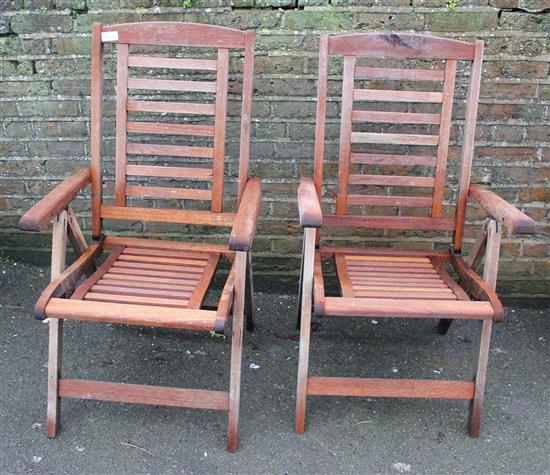 Pair of wooden garden chairs